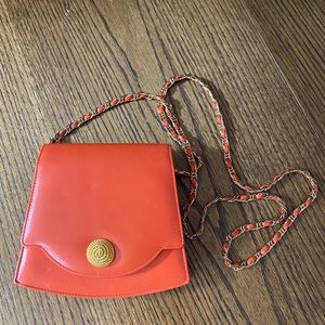 Monet Orange Leather Small Crossbody Handbag/purse